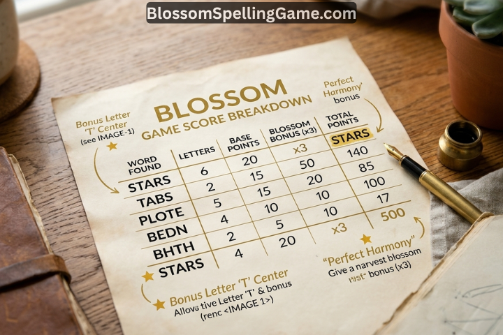 Hands arranging letter tiles to find the pangram in Blossom word game