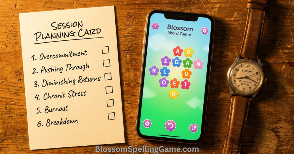 Blossom Word Game strategies Blossom Word Game smartphone beside a handwritten expected value calculation comparing two word submission options