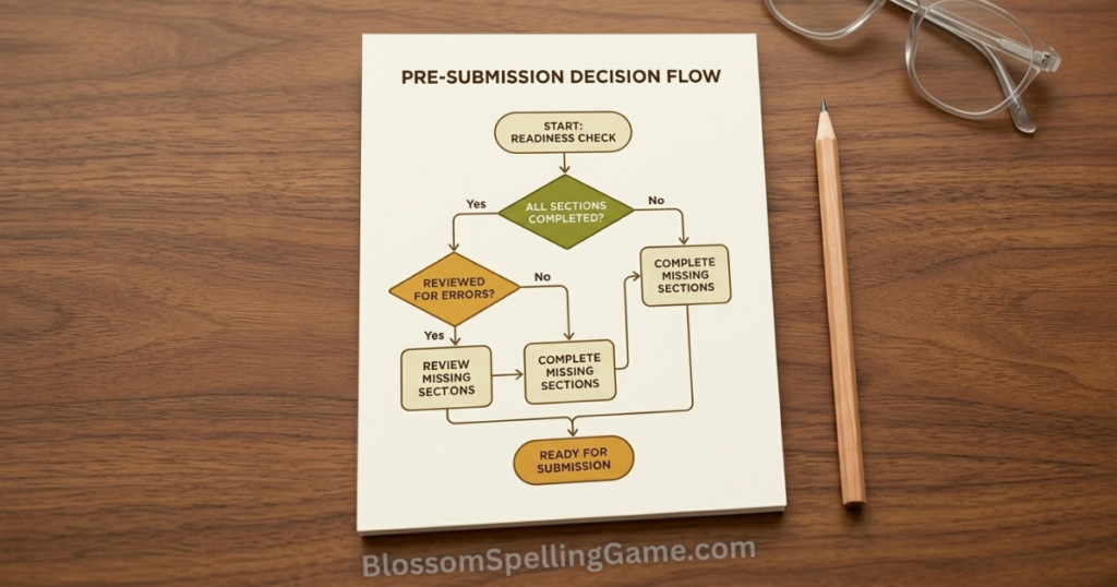 Why Does Blossom Reject Real Words? Pre-submission checklist flowchart for Blossom Word Game showing the decision process for validating words before submitting